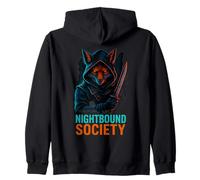 Nightbound Shadow Fox Warrior Illustration Streetwear Zip Hoodie