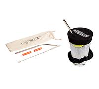 Nightcap - Original Drink Cover Scrunchie, As Seen on Shark Tank - Anti-Spike Drink Protector - Reusable Scrunchie with 2 Stainless Steel Straws, Straw Brush, 2 Silicone Tips & Duvet Pouch - Black