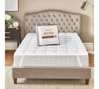 NightComfort 1000GSM Heavyweight Mattress Topper Microfibre Cover Extra Filled Hollowfibre Down Alternative - Thick Firm Quilted Fitted Bedding Mattress Pad with Elasticated Corner, Double