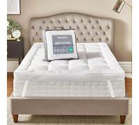 NightComfort Anti-Allergy Super King Mattress Topper 4 Inches Thick Extra Deep Fit Mattress Enhancer with Elasticated Straps - Box Stitched Bed Topper for Comfortable Sleep (180cmx200cm)