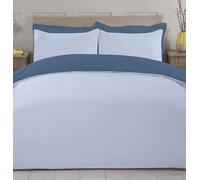 NightComfort Duvet Cover Set Plain Reversible Polycotton Blue/Navy Double