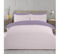 NightComfort Duvet Cover Set Plain Reversible Polycotton Pink/Purple Single