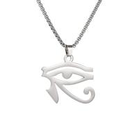 NIGHTCRUZ Eye of Horus Necklace, Ancient Egyptian Hieroglyphic Ideograph Amulet for Men Women, L, Stainless Steel, No Gemstone