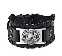 NIGHTCRUZ Sigil of Archangel Thavael Bracelet, Leather Cuff Bracelet for Talisman, L, Leather, no gemstone