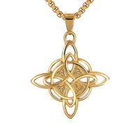 NIGHTCRUZ Witches Knot Necklace, Celtic Knot Pendant with Triquetra Trinity, Stainless Steel, No Gemstone