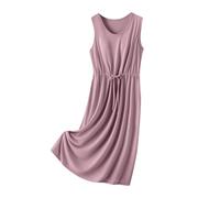 Nightdress for Women UK Clearance Elastic Waist Sleeveless Long Nightgown Round Neck Nighties Solid Color Nightshirts Soft Cotton Loose Sleep Dress Summer Sleepwear Pyjamas Ladies UK The Order