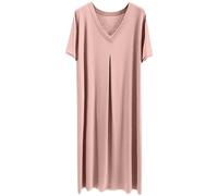 Nightdress for Women UK Clearance Short Sleeve Casual T Shirts Dress V Neck Loose Long Dresses Lightweight Baggy Lounge Dress Pyjamas Sleepwear Pink