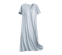 Nightdress Women's Nightdress 95% viscose made from 5% spandex Elegant Knit Sleepwear Pajama Sleeping Lounging (Blue, XXL)