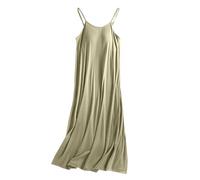 Nightdress Women's Nightdresses Spaghetti Strap Womens Cotton Nighties Strappy Ladies Nightshirts Solid Color Cotton Nightie Modal Womens Nightwear Nightdresses with Built in Bra Army Green