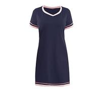 Nightdresses for Women Uk Plus Size Sexy Pyjamas for Women Round Neck Short Sleeve Nightdress Solid Color Women's Summer Casual Soft and Comfortable Loose Multi Color Nightdress