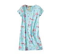 Nightdresses for Women UK Plus Size Women's Cotton Nightgowns Sleepwear Short Sleeves Shirt Casual Print Sleepdresses 2024 Spring and Summer New Cartoon Printing Home Clothes Pjs Large Pajamas Sales