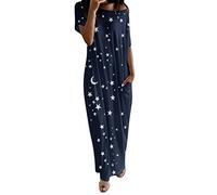 Nightdresses For Women Uk Sexy | Nightshirts For Women Long Nightgown Full Length Sleepwear Star Print Dressing Gowns Loose Maxi Sleep Dress Comfortable Loungewear Short Sleeve Sleep Shirt