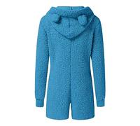 Nightdresses For Women Uk Sexy | Womens Nighties Sexy Cute Ears Hooded Jumpsuit Solid Color Flannel Onesies Long Sleeved Plush Bodysuit Loose Fit Fleece Pyjamas Winter Casual Sleepwear Warm Rompe