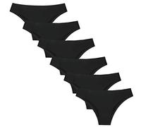 Nightease Women Seamless Tanga Knickers Pack of 6pcs Invisible No Show Panties Half Back Coverage Underwear Bikini (Small, 6Blacks)