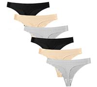 Nightease Women's Ice Silk Thong Pack of 6 No Show Panties Low Rise G-String Seamless Knickers Underwear (XL, Style6)
