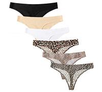 Nightease Women's Ice Silk Thong Pack of 6 No Show Panties Low Rise G-String Seamless Knickers Underwear (S, Style5)