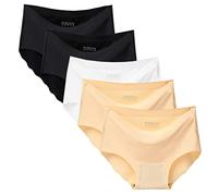 Nightease Women's Seamless Underwear Briefs Pack of 5pcs No Show Knickers Invisible Panties for Ladies (X-Large, 2Black/2Beige/White)