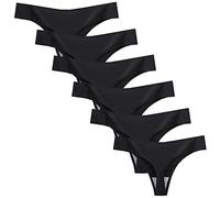 Nightease Women's Thong Pack of 6 No Show Panties Low Rise G-String Seamless Knickers Underwear (L, 6Black)
