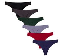 Nightease Women's Thong Pack of 6 No Show Panties Low Rise G-string Seamless Knickers Underwear (M, Style7)