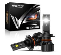 NIGHTEYE H7 LED Headlight Bulbs, 10, 2 Ultra Brighter, 6500K Cool White, 50000Hrs Long Life, Fanless design, 1:1 Halogen Size, Plug and Play, Fog Lights Bulbs, Pack of 2 (H7)