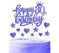 Nightfall 30th Birthday Cake Cupcake Topper, Blue Glitter Cake Toppers for Cake, Royal Blue Happy 30th Birthday Cake Topper,Blue Cake Cupcake Topper for Girls Boys Women Men Birthday Cake Decorations