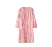 Nightgowns For Women Uk Fluffy - Pyjamas For Women Long Sleeve Plus Size Oversized Nightgown Flannel Pullover Jacquard Thermal Thick Nightdresses Soft Front Pockets Winter Long Length Nighties