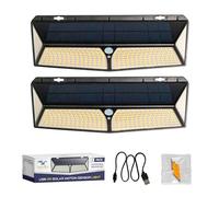 Nighthawk Lighting Solar Outdoor Lights - 2500Lm, 288 LED Motion Sensor Security Lights with 270 Degree Beam, Sensing Distance of 16 Ft - 3 Light Modes, USB Rechargeable, IP65 Waterproof (2 Pack)