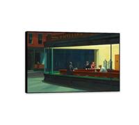 Nighthawks Diner Edward Hopper Poster 1942 Phillies Diner Late Night Hawks Famous Painter Painting Cool Wall Art Print Poster 45x30cm(18x12in) Black Framed