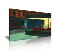 Nighthawks Edward Hopper 1942 Canvas Wall Art Picture Print - For Edward Hopper Fans Modern Home Office Garden Room Hotel Decoration (Small 60x30cm)