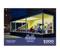 Nighthawks Wooden Jigsaw Puzzle Waterproof 1000 Piece Puzzles for Adults Fun Challenging Games