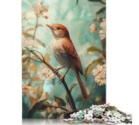 Nightingale Bird on Branch with Flowers Puzzles 500 Pieces for Teenagers Gifts Wooden Puzzles for Home Decoration 500pcs (52x38cm)