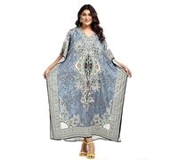 NIGHTINGALE COLLECTION Womens Long Kaftans Printed Dress with Waist Tie. (Pegion Cloud, One Size)