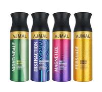 Nightingale & Distraction & Magnetize & Persuade Deodorant Spray Combo Pack Of 4 Deodorant 200Ml Each (Total 800Ml) For Men & Women (Nigth_Dist_Magn_Pers_Deo)