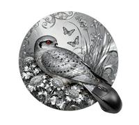 Nightjar Dusty Miller Mouse Pad Round Laptop Mouse Mat Cute Computer Mousepad Keyboard Pad Non-Slip Desk Pads for Gaming Office Work Home