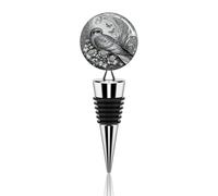 Nightjar Dusty Miller Wine Bottle Stopper Decorative Vacuum Silicone Wine Stopper with Beautiful Art Glass Reusable Beverage Bottle Sealer Keeps Fresh