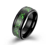 Nightlight Green Nibelung Men's Ring Titanium Steel Plated 18K Gold Hip Hop Art Fan Men's Ring