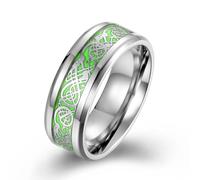 Nightlight Green Nibelung Men's Ring Titanium Steel Plated 18K Gold Hip Hop Art Fan Men's Ring