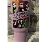 Nightmare B4 Christmas Water Bottle, Pink Insulated Tumbler with Holiday Design, 500ml