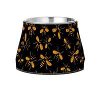 Nightmare Bees Yellow Black Hallowen Bowl for Dogs Elevated Stainless Steel Pets Feeding Bowl for Slow Feed Dogs Whisker Fatigue