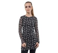 Nightmare Before Christmas Dress Skulls Logo Official Womens Long Sleeve Mesh S Black