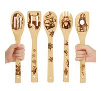 Nightmare Before Christmas Gifts - 5 Pcs Wooden Spoons Cooking Utensils,Wooden Spatulas for Cooking and Baking,Jack Skellington GITS,Mothers Day Gifts