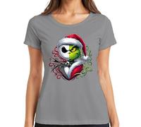 Nightmare Before Christmas Grinch Skeleton Christmas Xmas Women's T-Shirt, gray, M