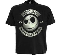 Nightmare Before Christmas Jack Skellington Crest Glow in The Dark T-Shirt, Black, XL