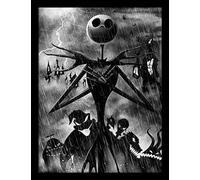 Nightmare Before Christmas Jack Storm Framed 30 x 40cm Print, MDF, Multi-Colour, 42 x 32 x 2.4 cm