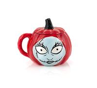 Nightmare Before Christmas Sally Pumpkin-Shaped Sculpted 26 Oz Ceramic Mug with Lid & Handle - Fun Novelty Gift Idea Inspired by Tim Burton’s Creepy Stop-Motion Animated Musical Fantasy Film