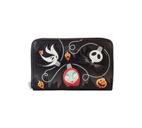 Nightmare Before Christmas Tree String Lights Glow Zip Around Wallet, Black, One Size