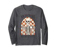 Nightmare Before Coffee Shirt Skeleton Mug Retro Checker Long Sleeve T-Shirt