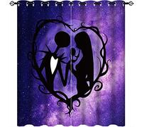 Nightmare Christmas Blackout Curtains Halloween Pumpkin Nightmare Christmas Print Pattern Eyelet Blackout Room Darkening Window Drapes for Bedroom Living Room 2 Panels W50 x D140cm