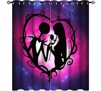 Nightmare Christmas Curtains Halloween Pumpkin Nightmare Christmas Print Pattern Eyelet Window Drapes Suitable for Teens Bedroom Living Room 2 Panels W117cm x D183cm