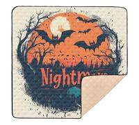 Nightmare Halloween Bat Scene Soft Thick Baby Gym & Activity Mat for Indoor Outdoor Non-Toxic Baby Kick Crawling Mat for Babies Infants Toddlers, 50'' x 50''